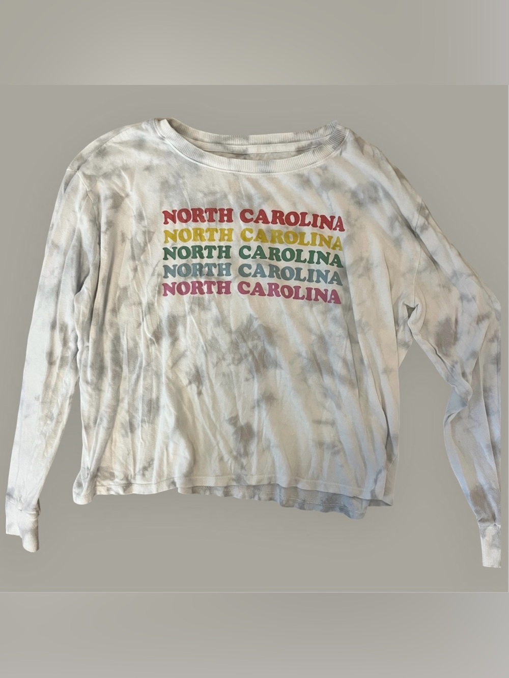 North Carolina Rainbow Graphic Tie Dye Long Sleeve Tee XXL